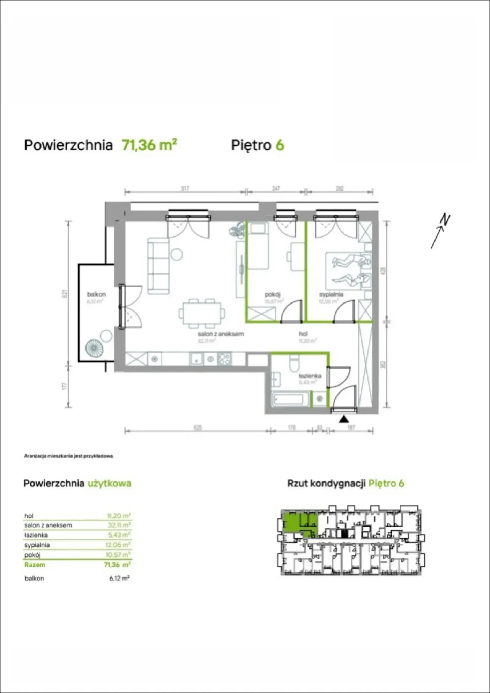 Rzut: Lokal 6/A/11, 3 pok.