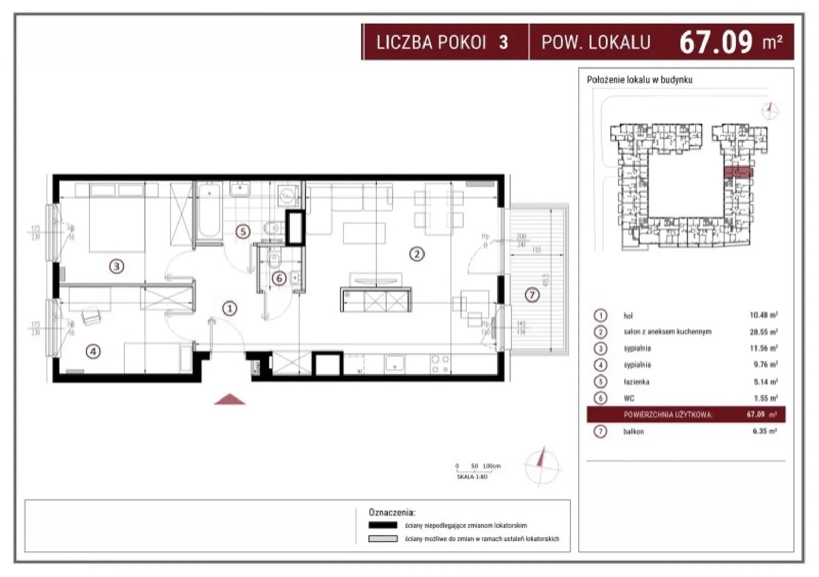 Floor plan: Apartment no. B/6/53