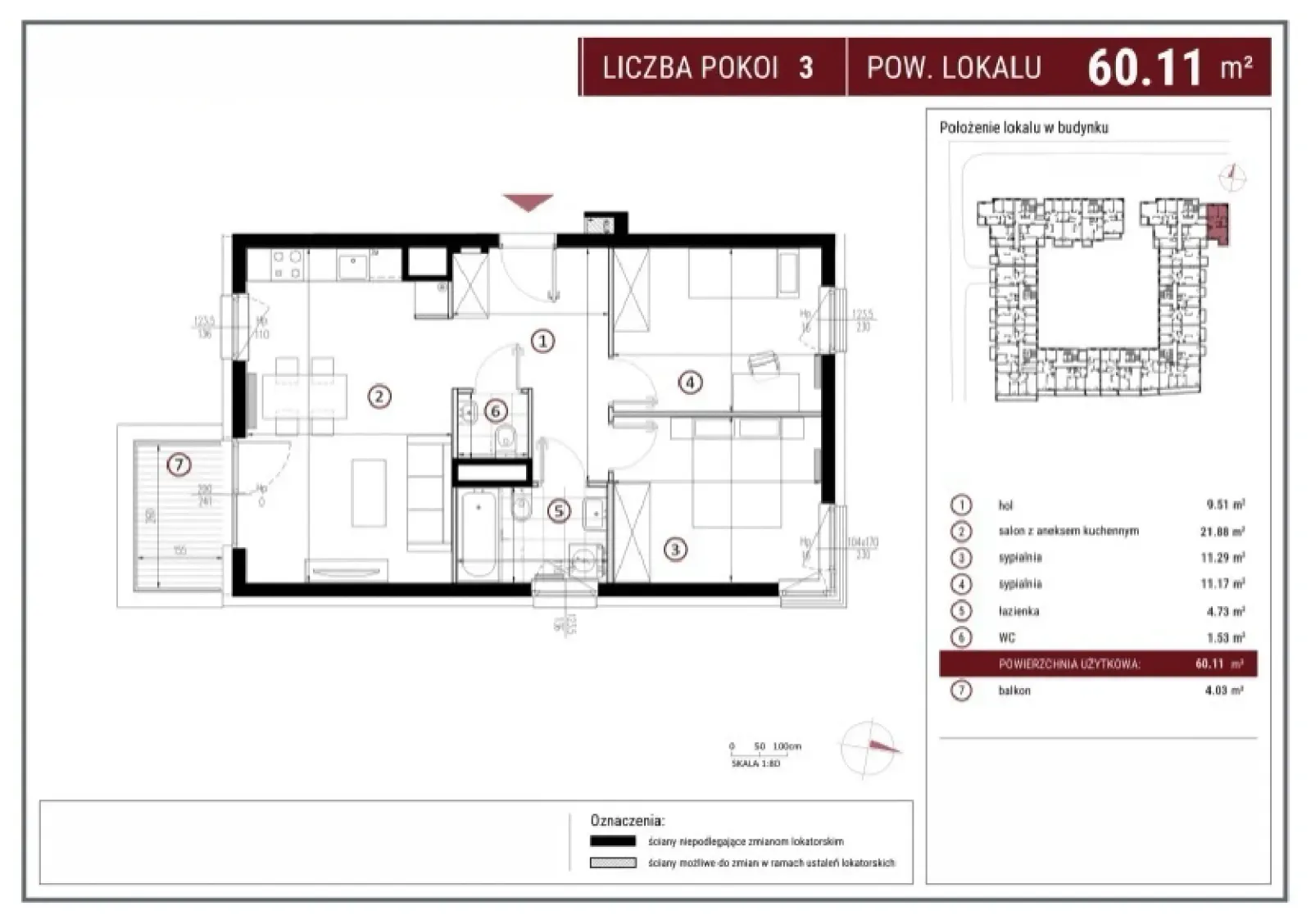 Floor plan: Apartment no. A/4/13