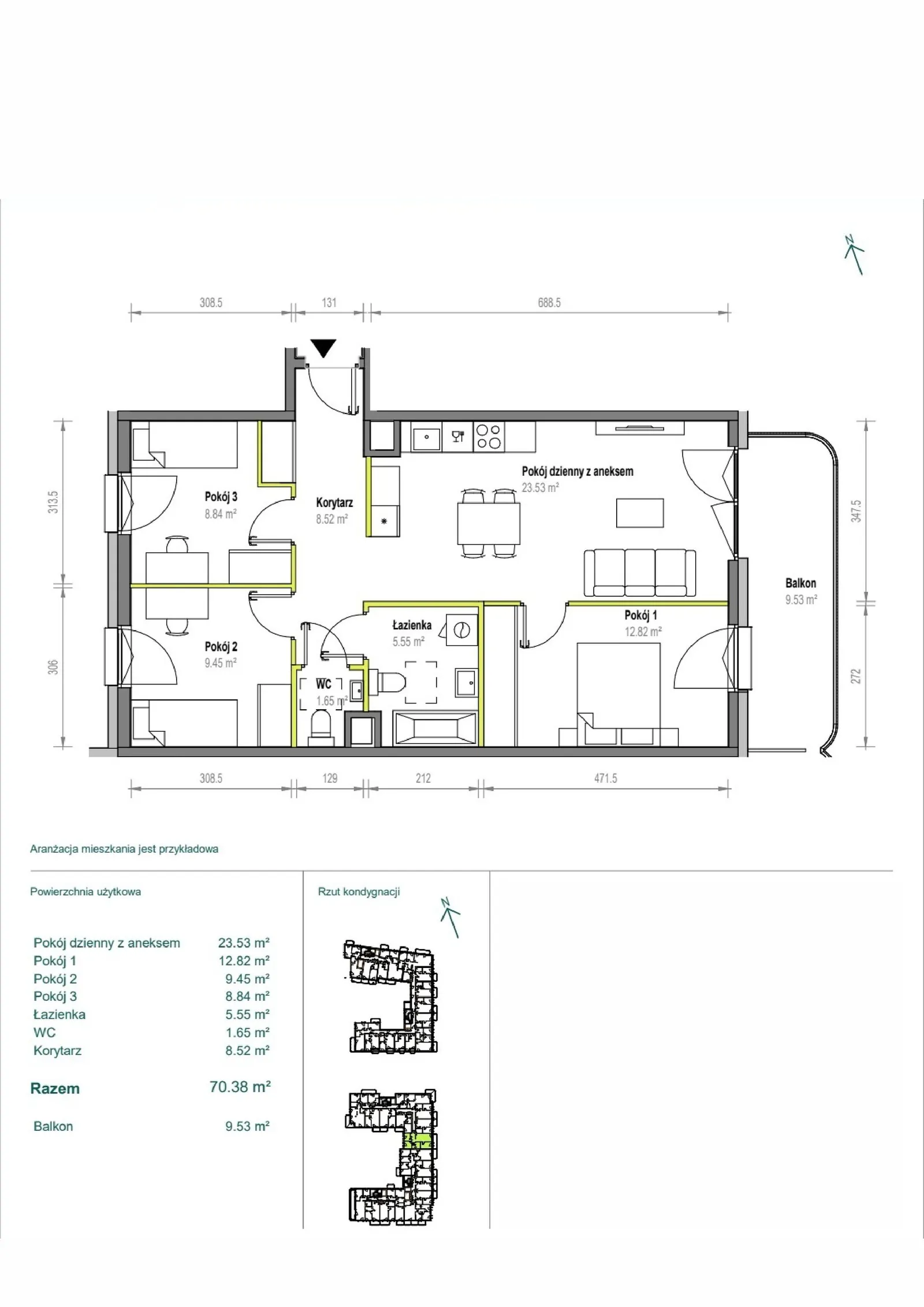 Floor plan: Apartment no. B/1/98