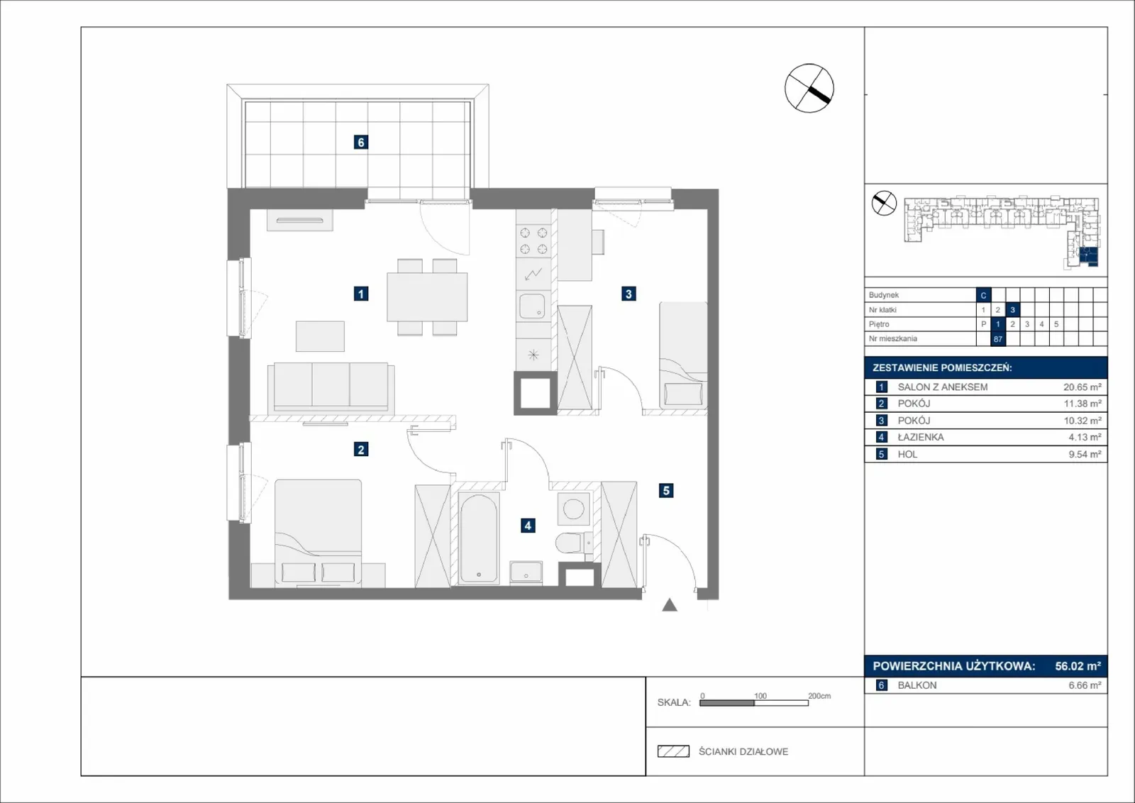Floor plan: Apartment no. C87