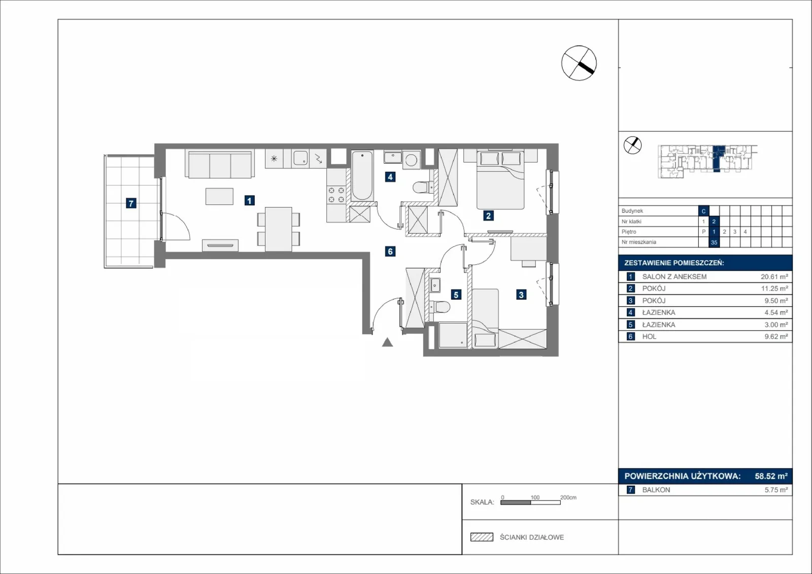 Floor plan: Apartment no. C35