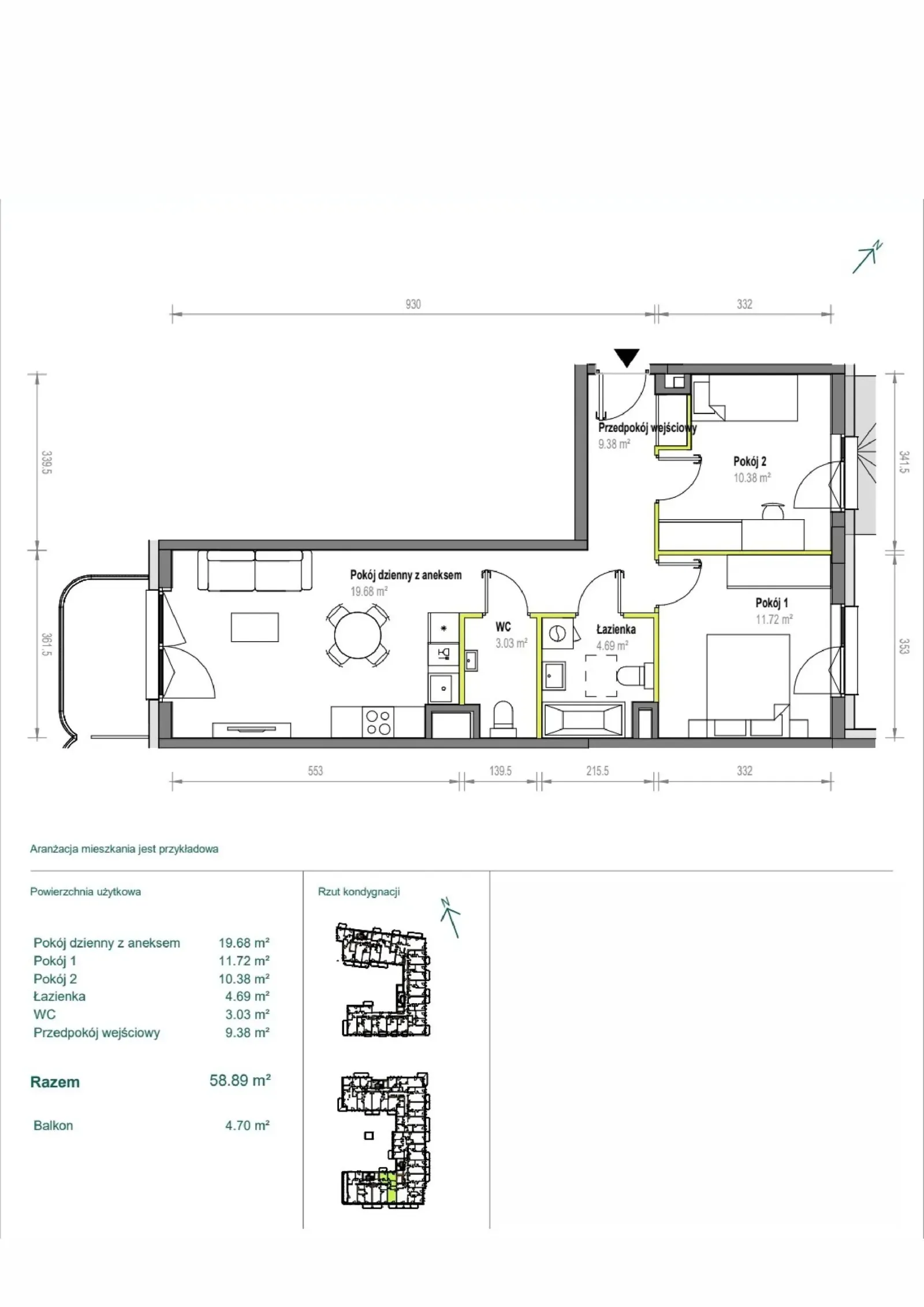 Floor plan: Apartment no. B/3/158