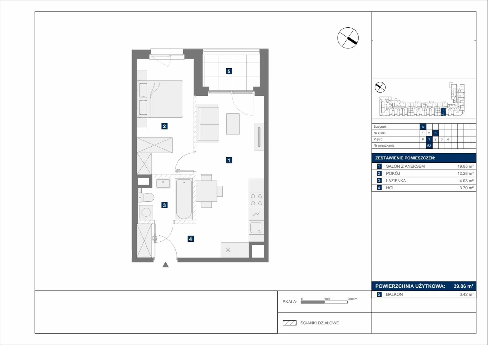 Floor plan: Apartment no. A62