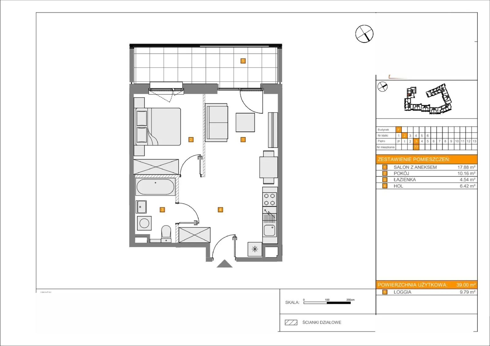 Floor plan: Lokal F 77, 2 pok.