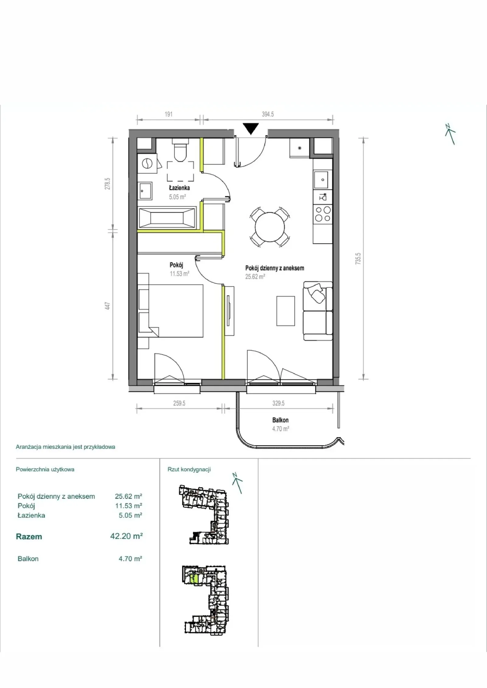 Floor plan: Apartment no. B/1/119