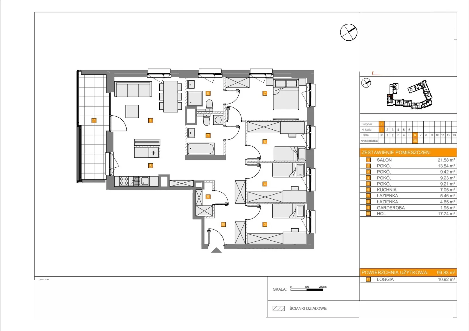 Floor plan: Lokal F 38, 5 pok.