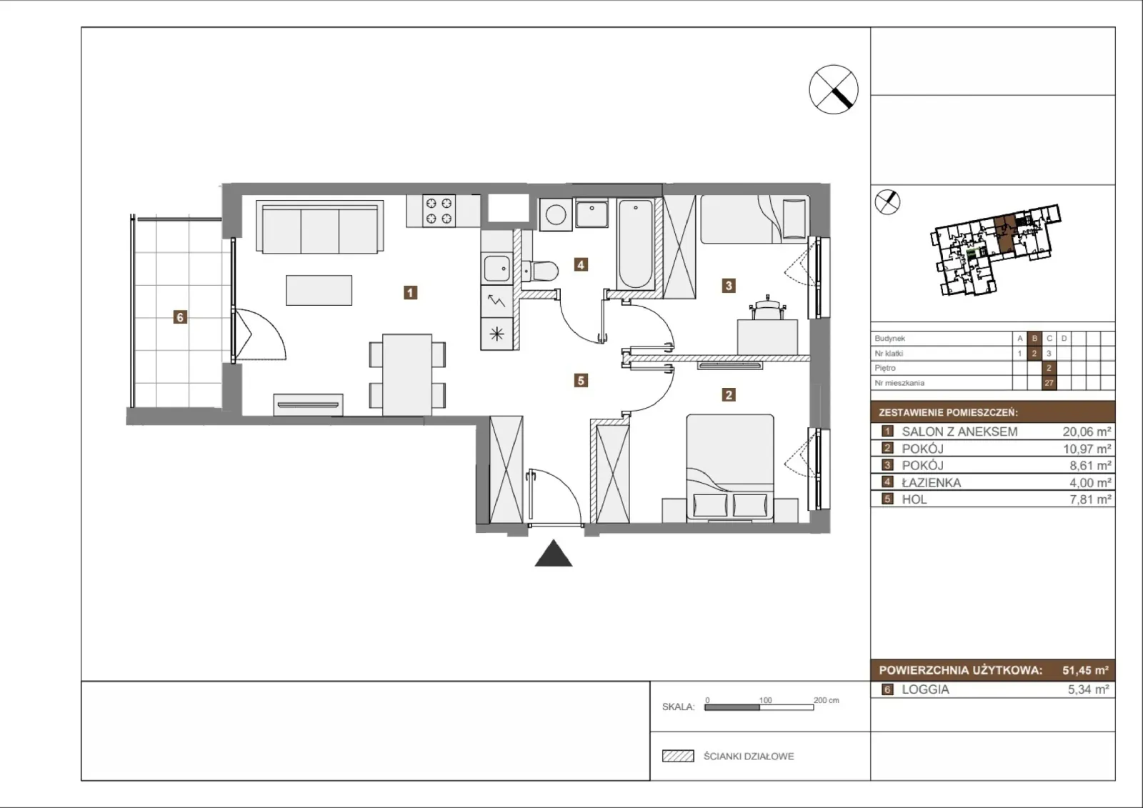 Floor plan: Apartment no. B27