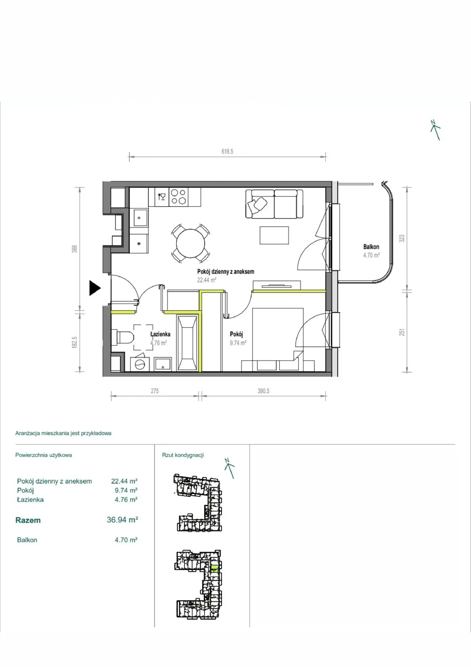 Floor plan: Apartment no. B/1/91