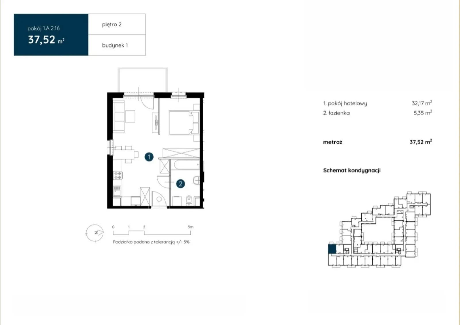 Floor plan: Apartment no. 1.A.2.16