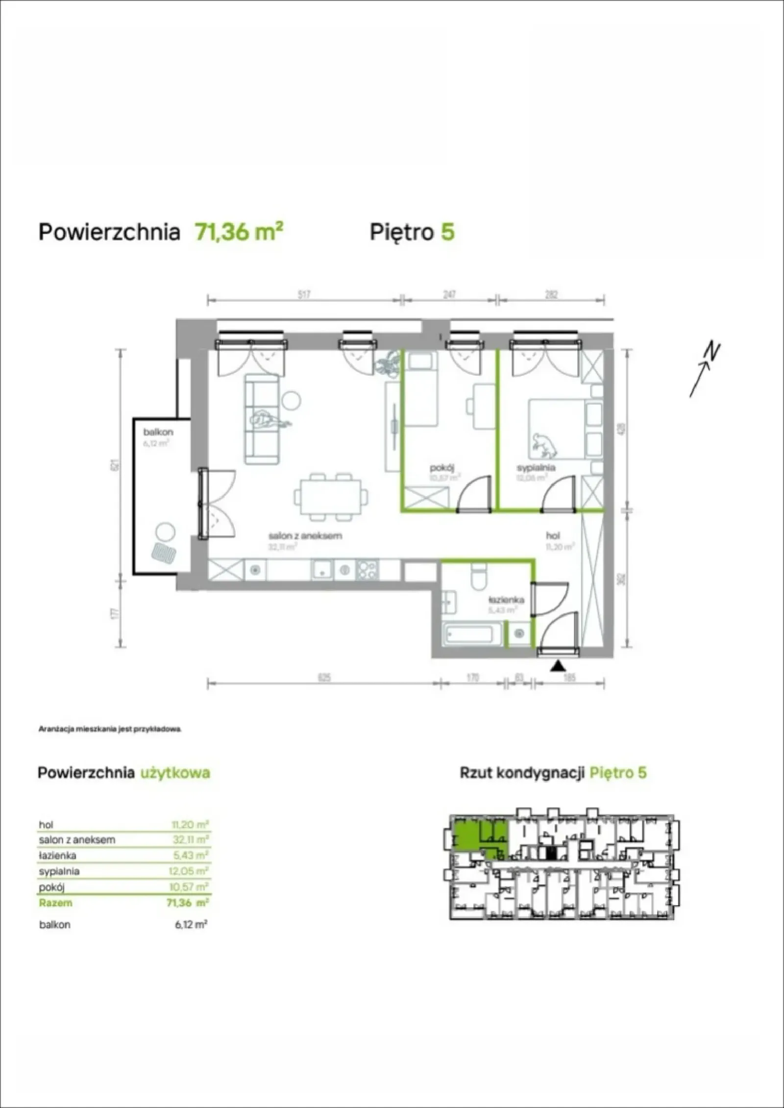 Rzut: Lokal 5/A/11, 3 pok.