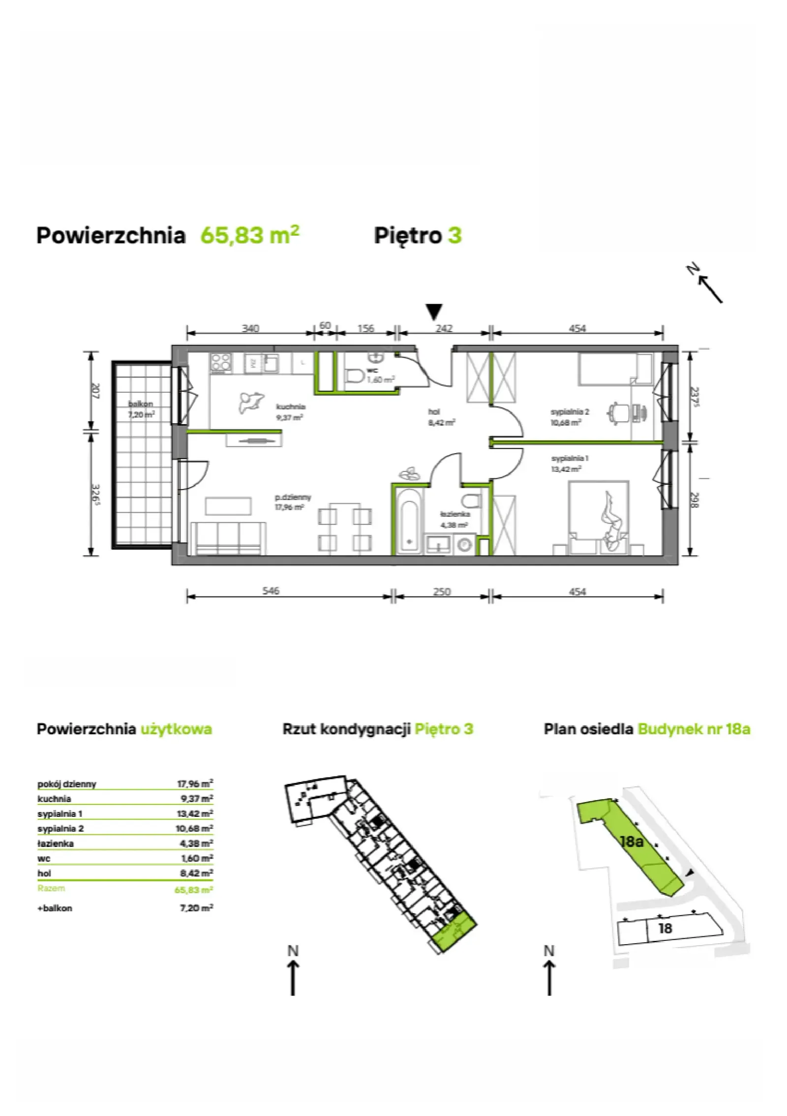 Rzut: Lokal 18A/050, 3 pok.