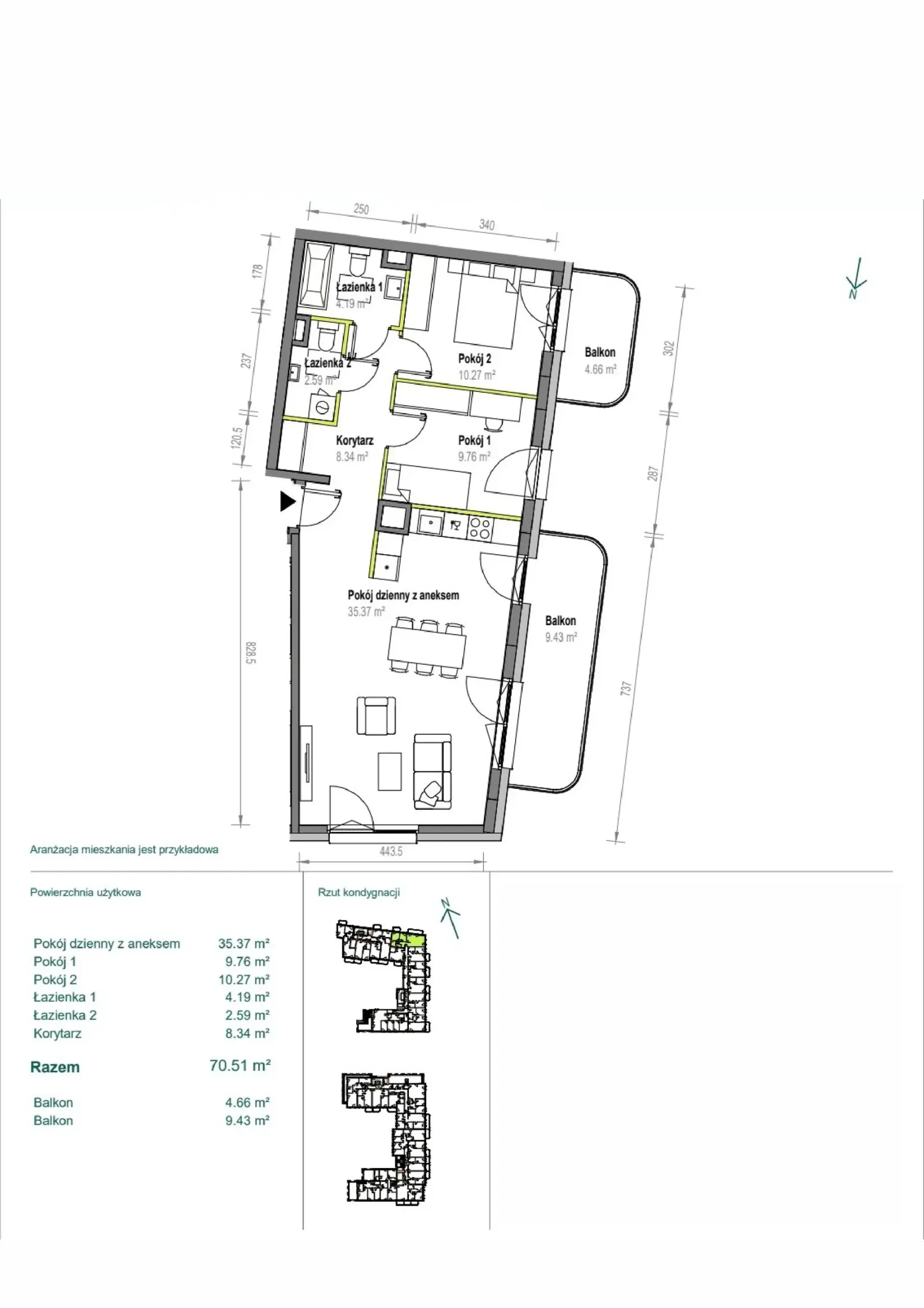 Floor plan: Apartment no. A/2/74