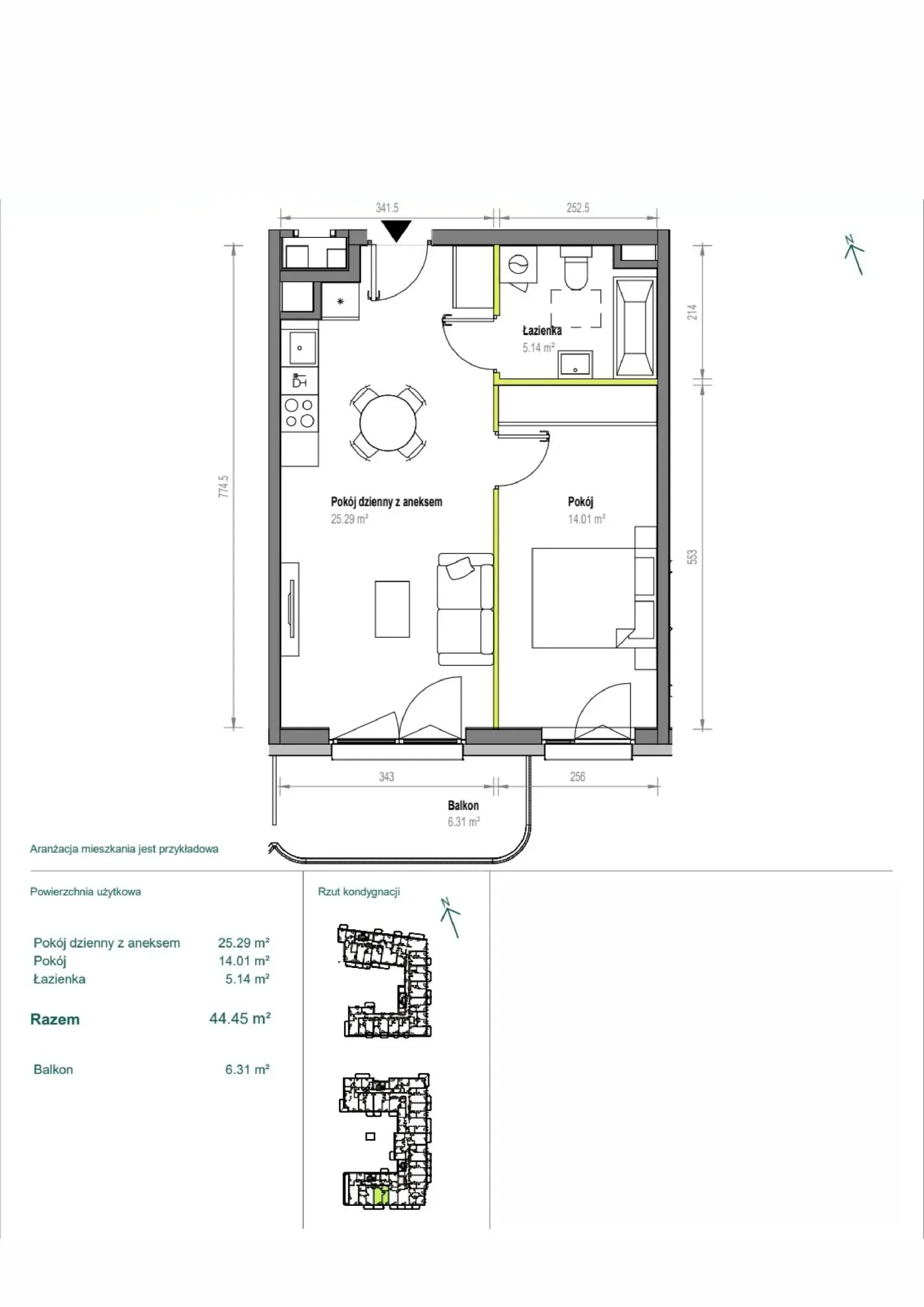 Floor plan: Apartment no. B/3/167