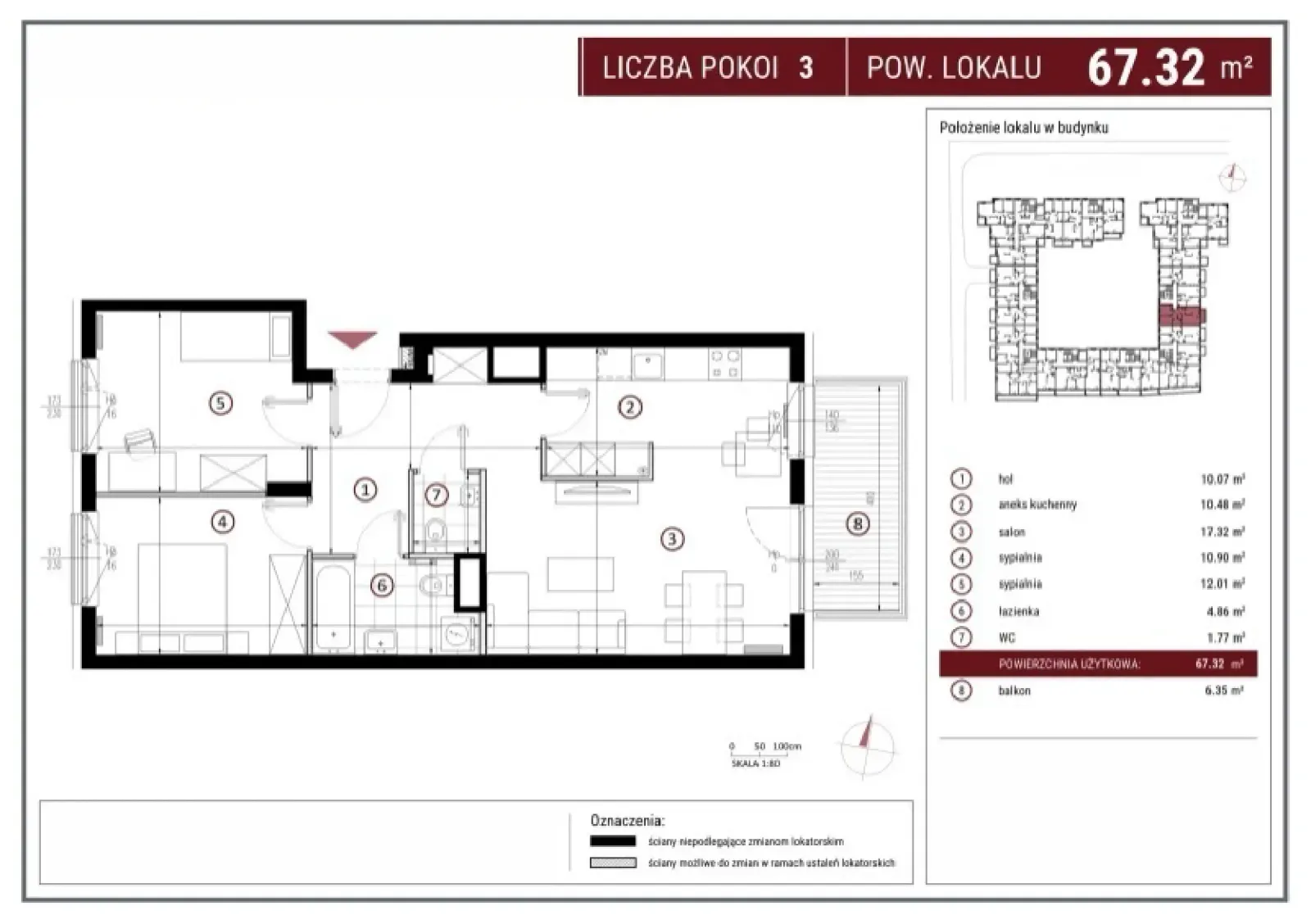 Floor plan: Apartment no. B/3/46