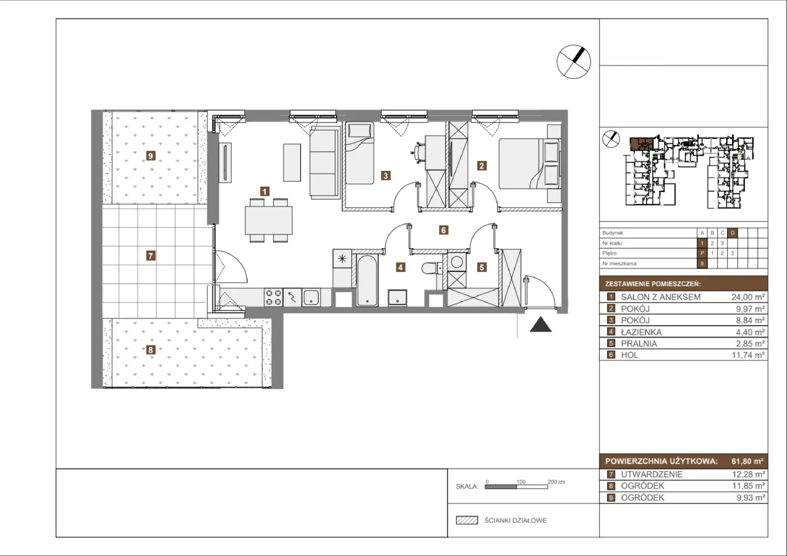 Floor plan: Apartment no. D9