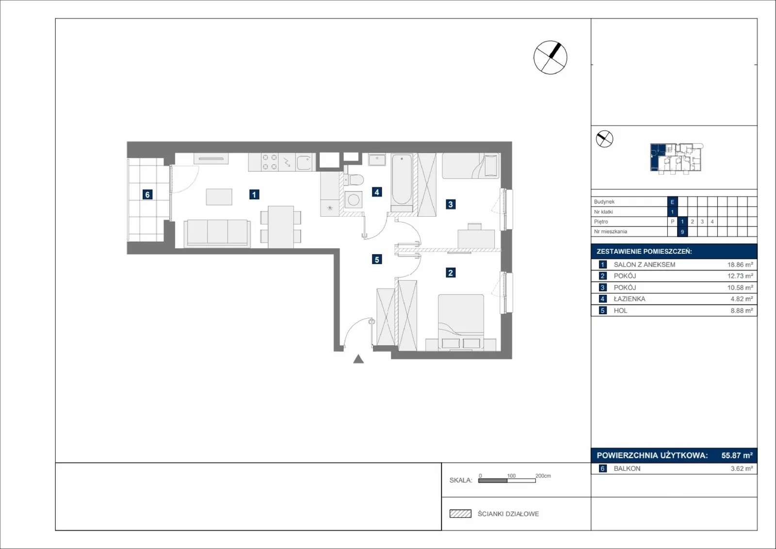 Floor plan: Apartment no. E9