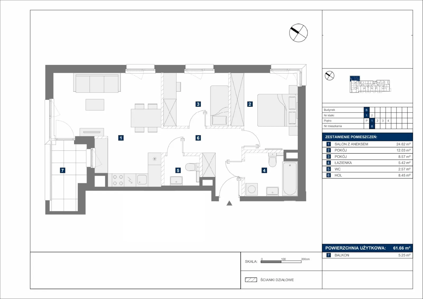 Floor plan: Apartment no. B8