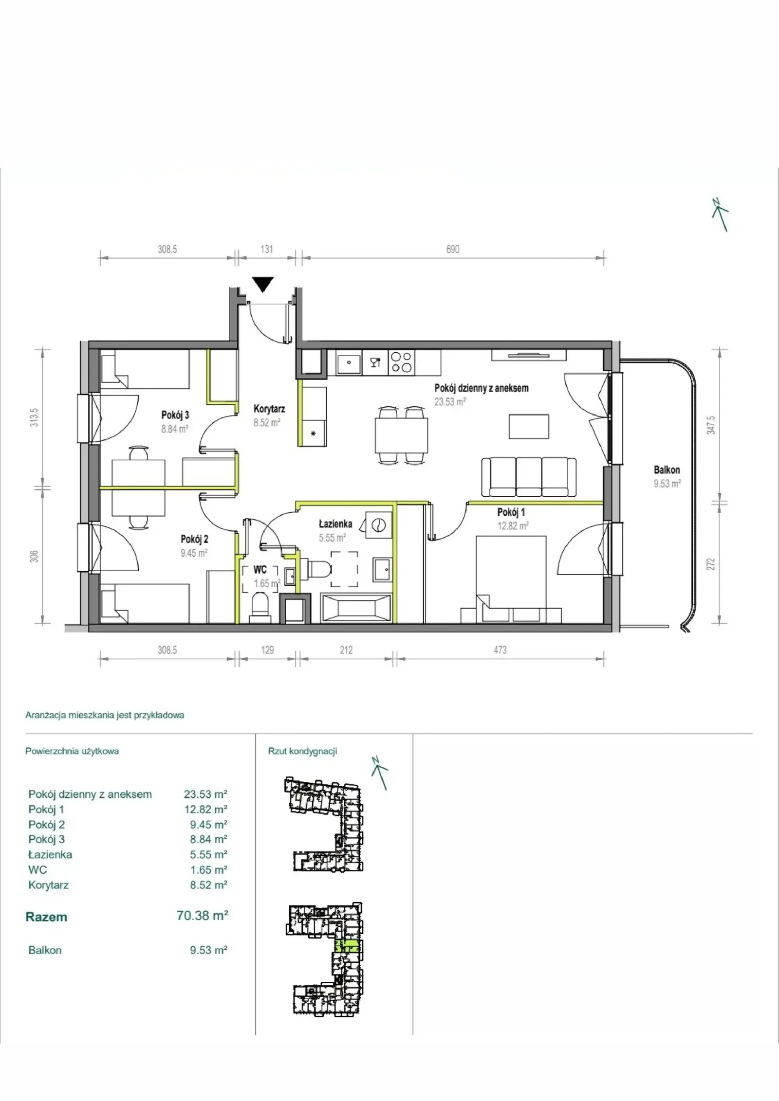 Floor plan: Apartment no. B/1/114