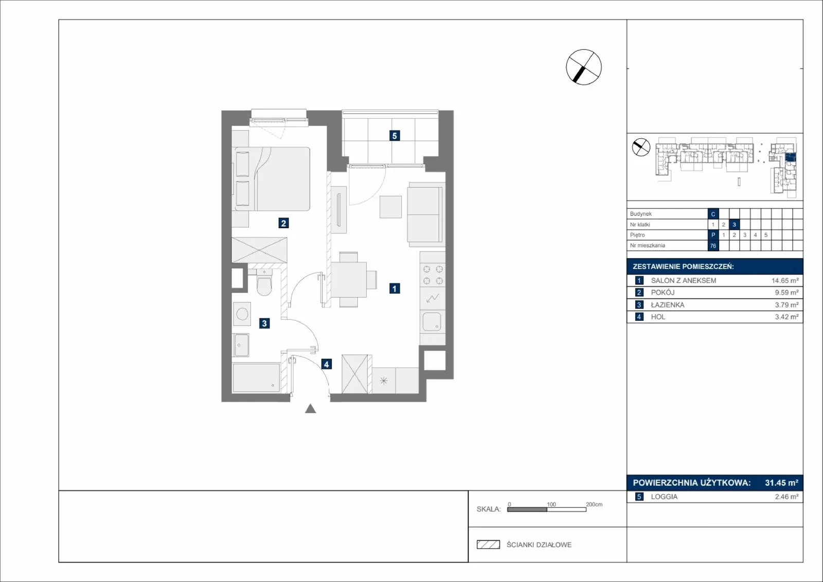 Floor plan: Apartment no. C76