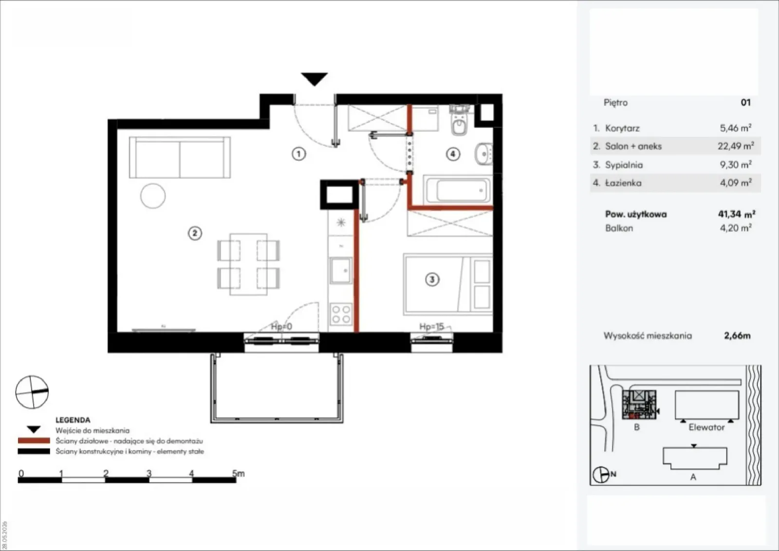 Floor plan: Apartment no. B.1.5