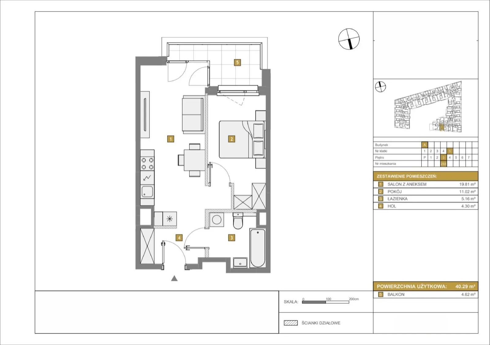 Floor plan: Apartment no. A233