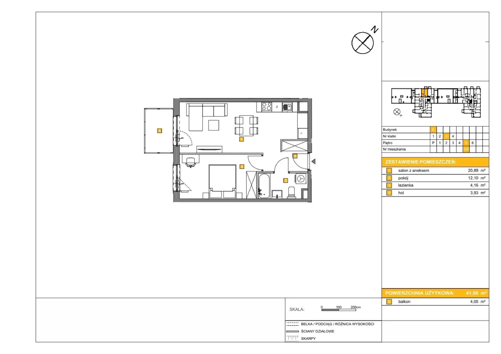 Floor plan: Apartment no. E105