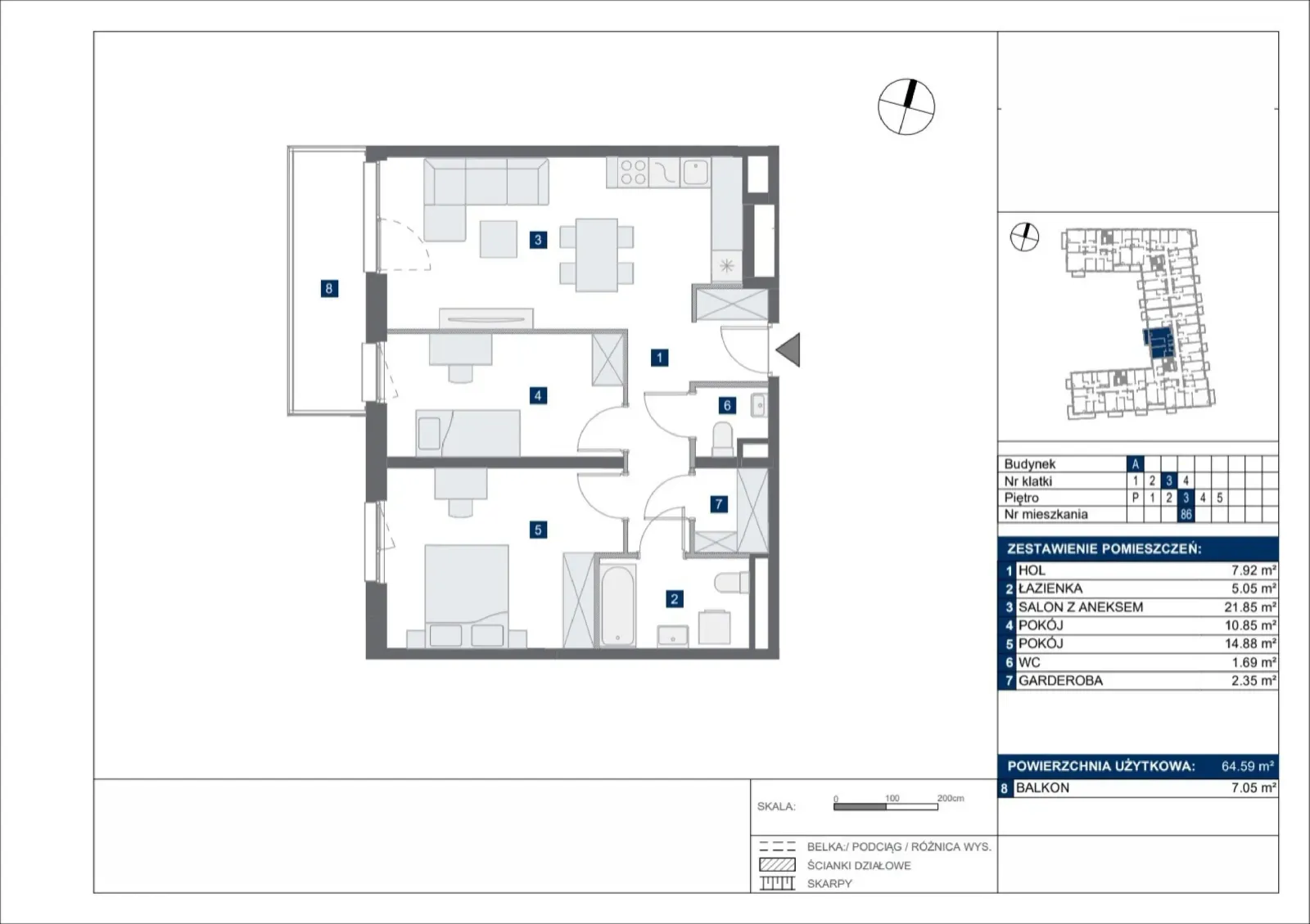 Floor plan: Apartment no. A86
