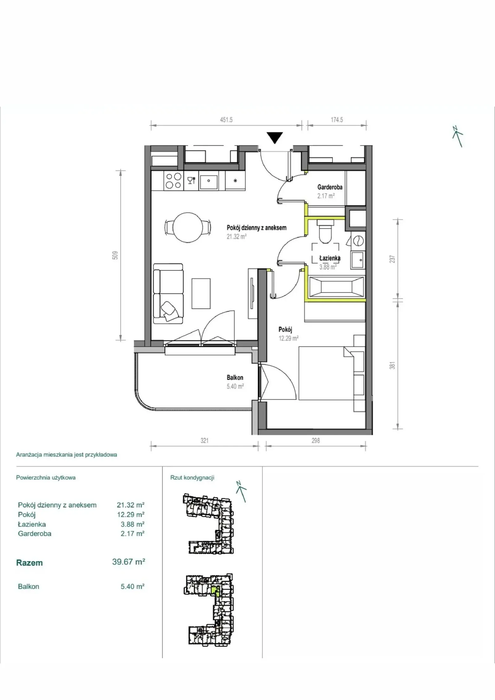 Floor plan: Apartment no. B/1/113