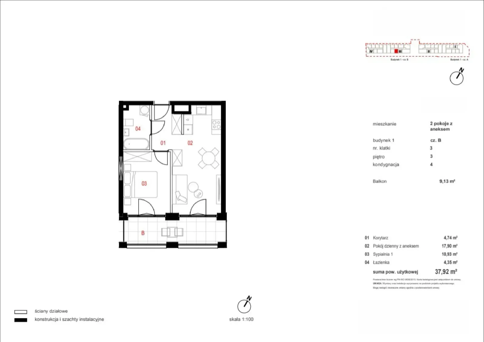 Rzut: Lokal B/03/03/111, 2 pok.