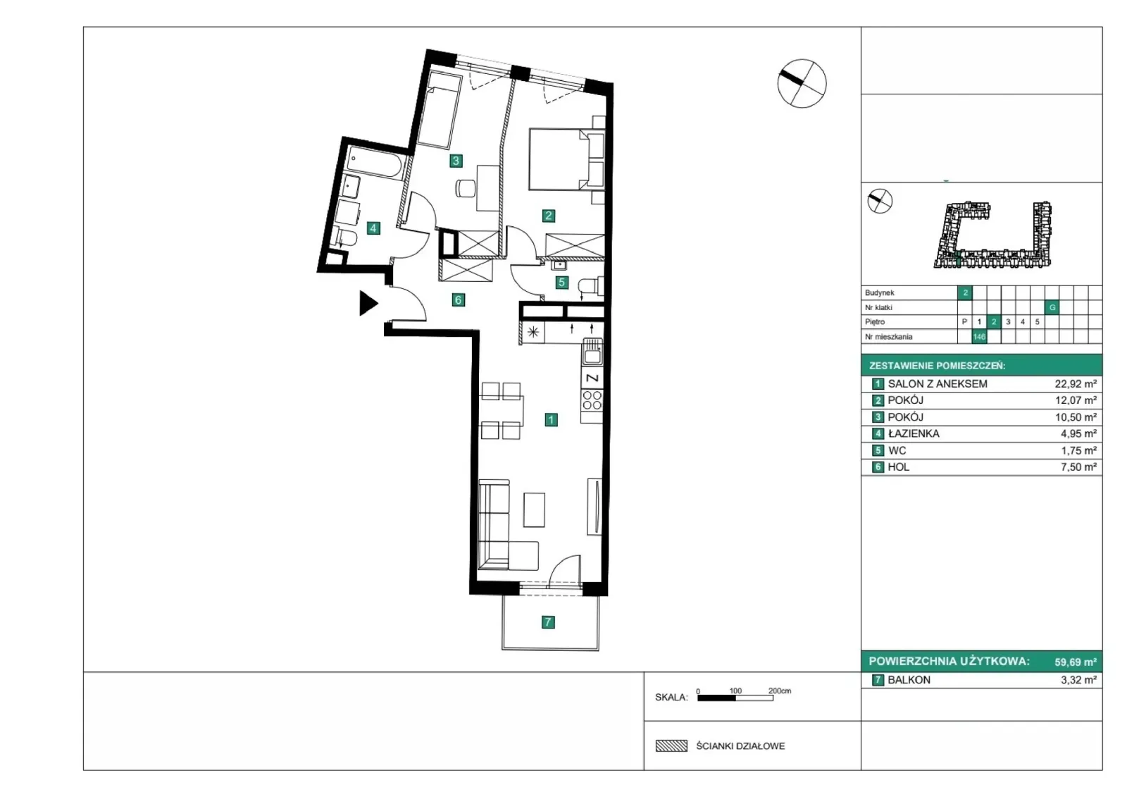 Floor plan: Apartment no. B146