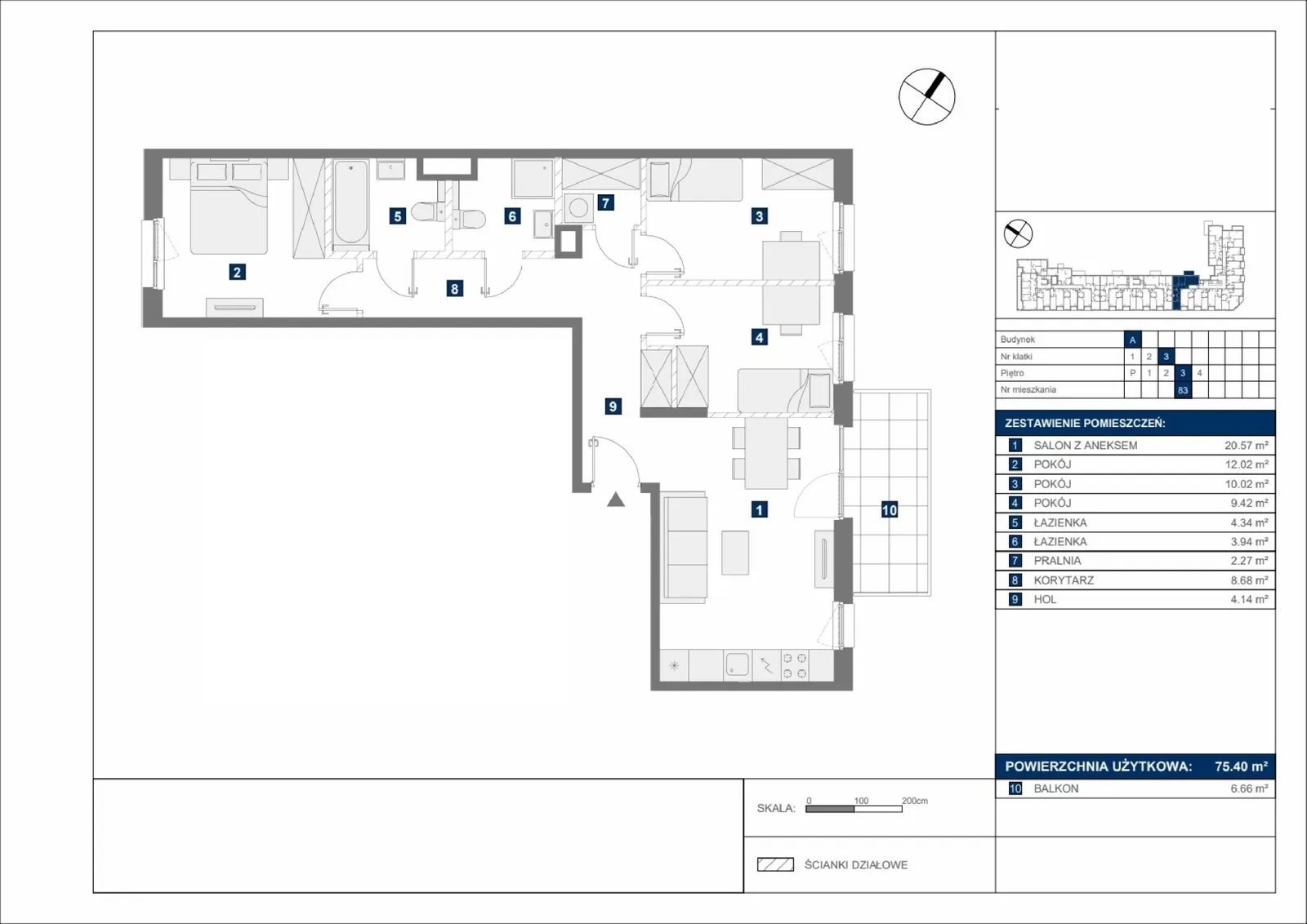 Floor plan: Apartment no. A83