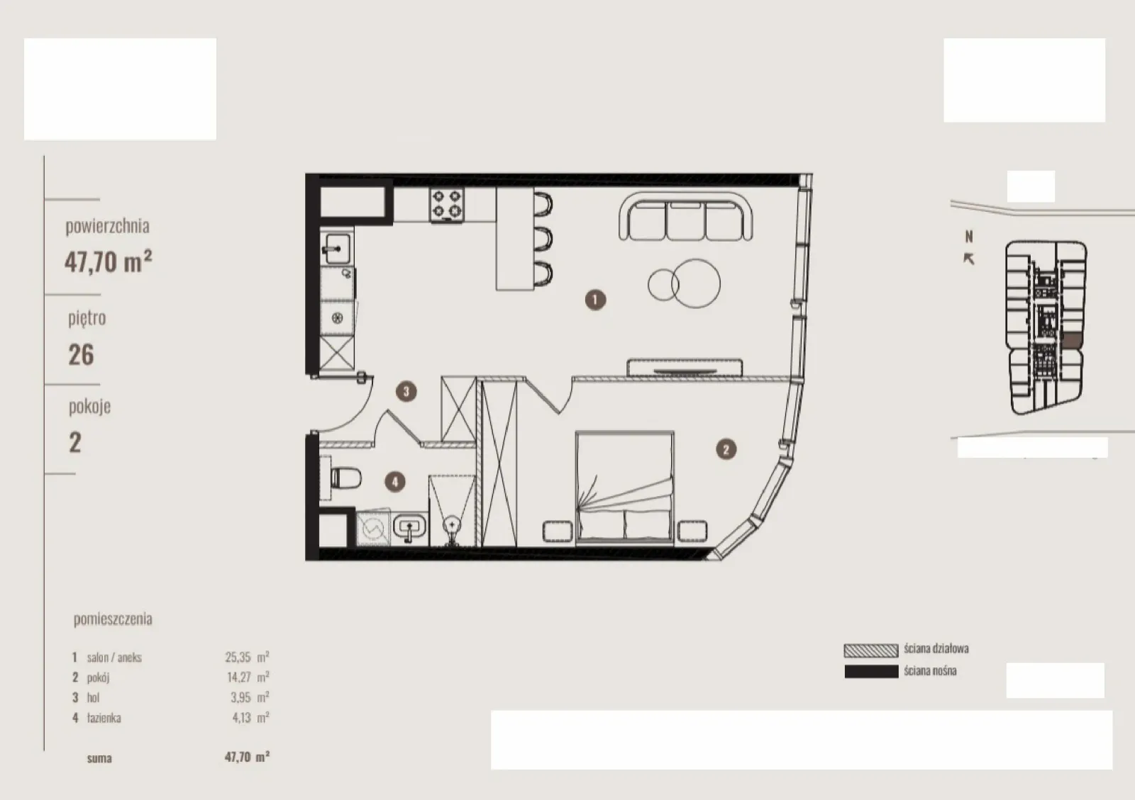 Rzut: Lokal B/26.07, 2 pok.