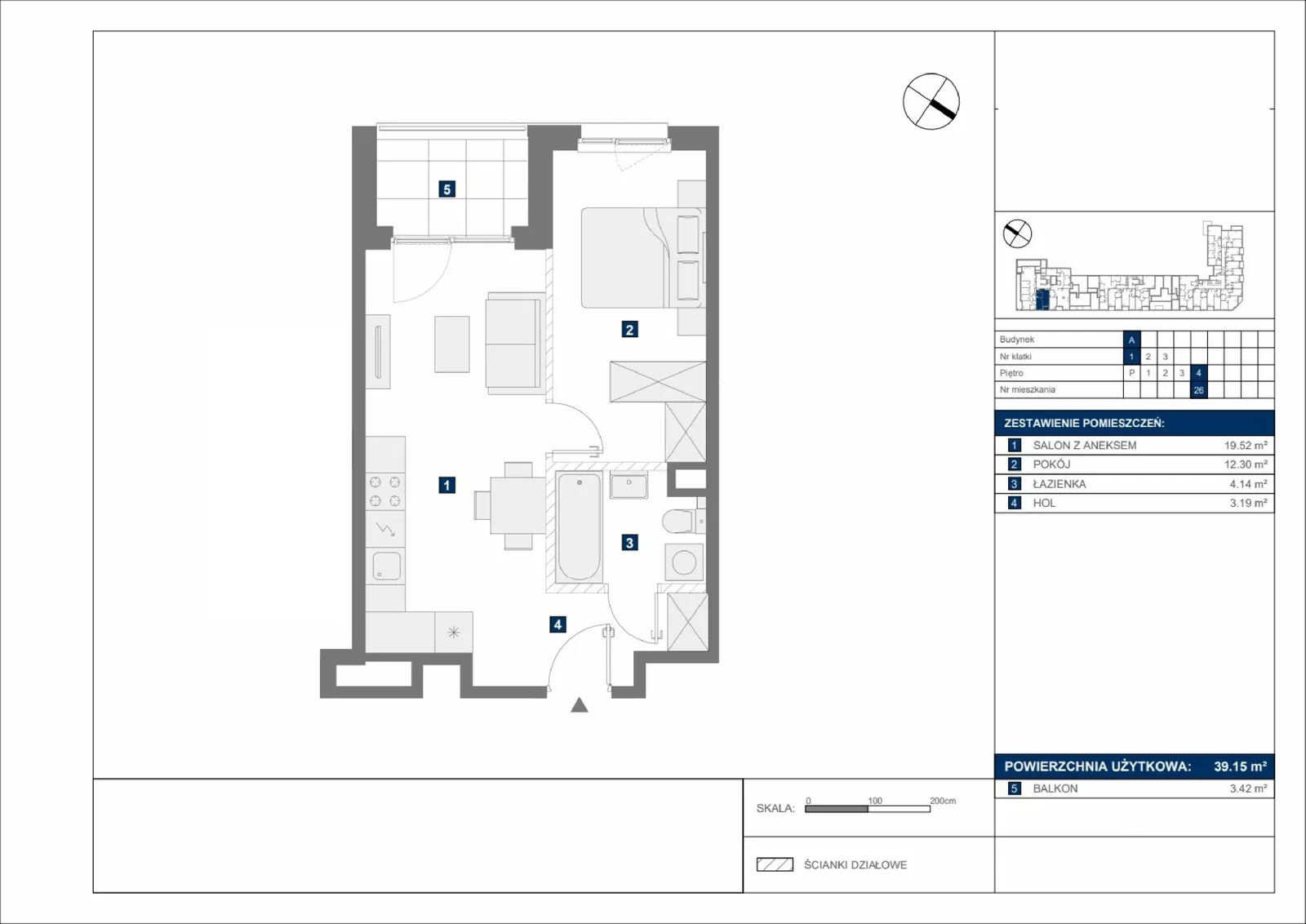 Floor plan: Apartment no. A26