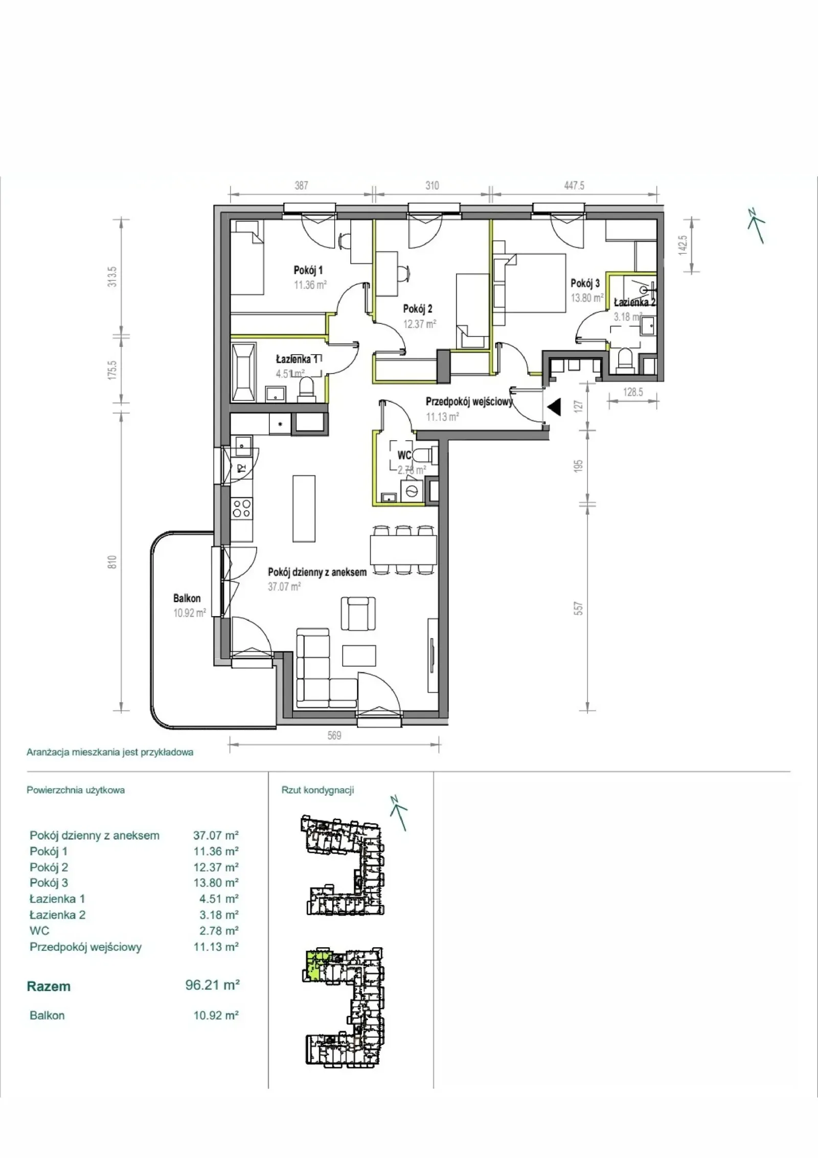Floor plan: Apartment no. B/1/94