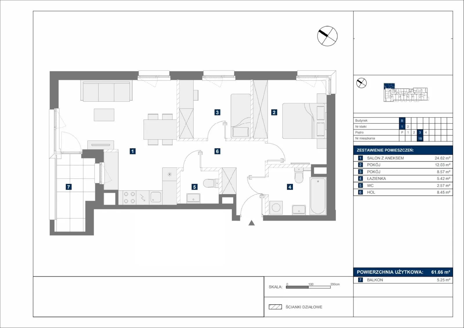 Floor plan: Apartment no. B18
