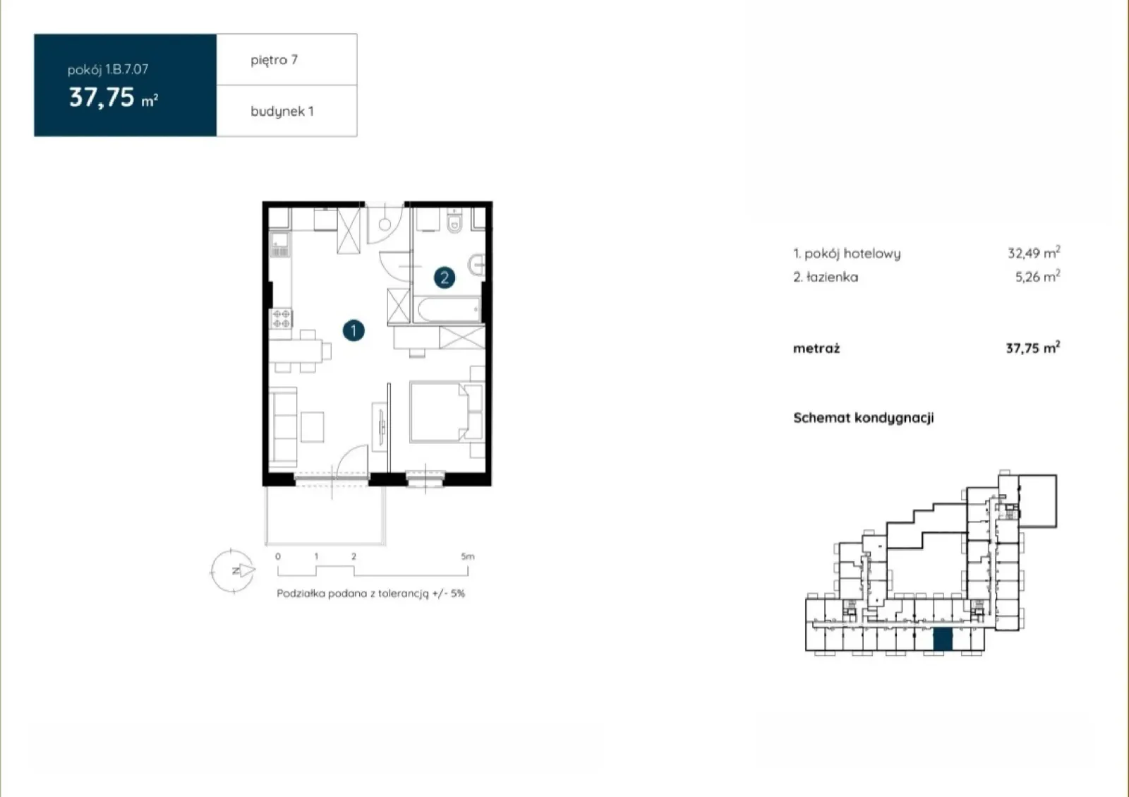 Floor plan: Apartment no. 1.B.7.07