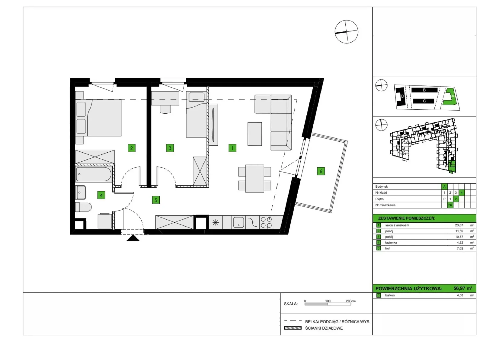 Floor plan: Apartment no. A56