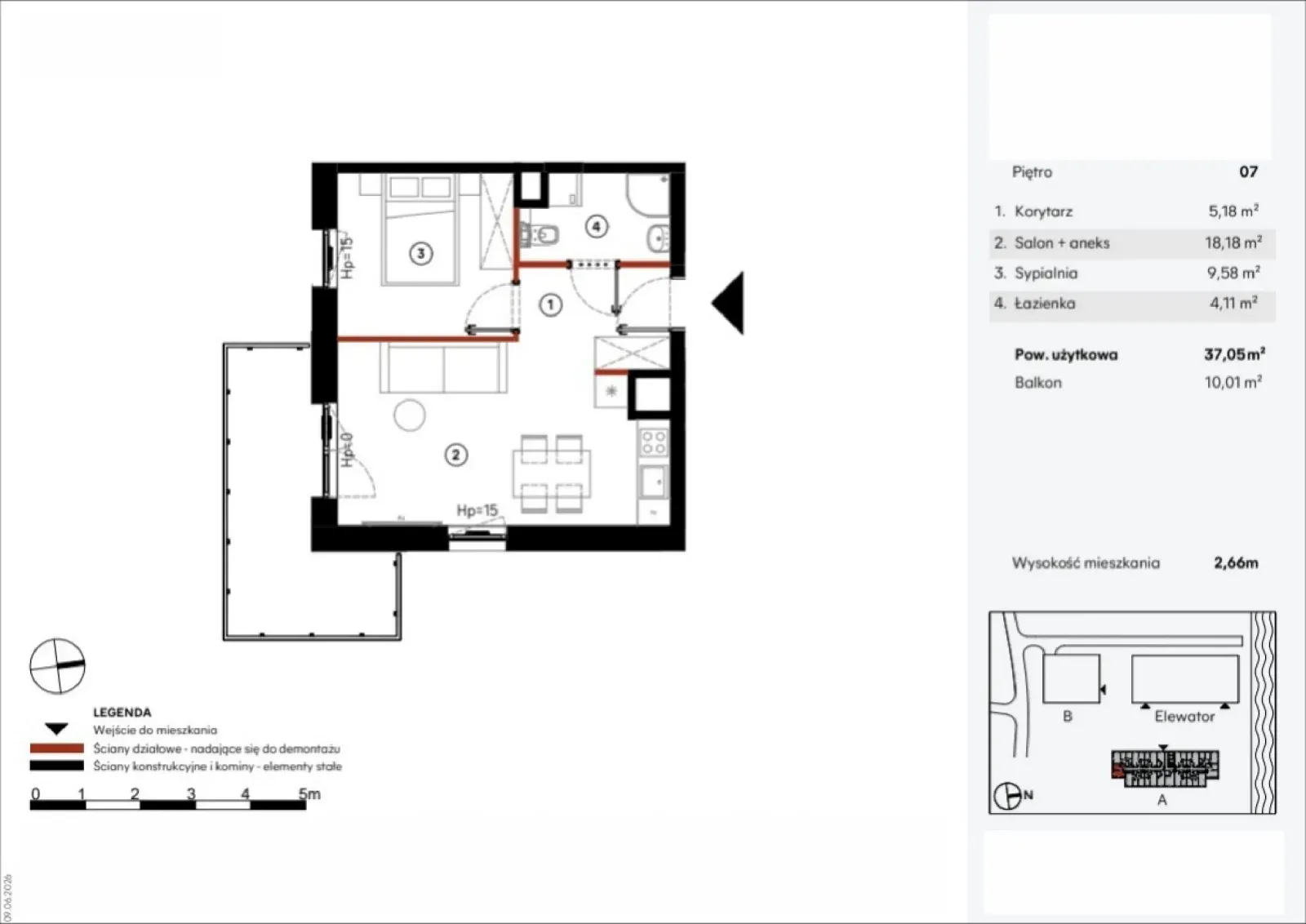 Rzut: Lokal A.7.11, 2 pok.
