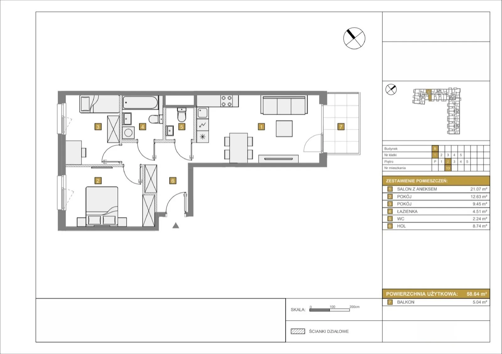 Floor plan: Apartment no. B13