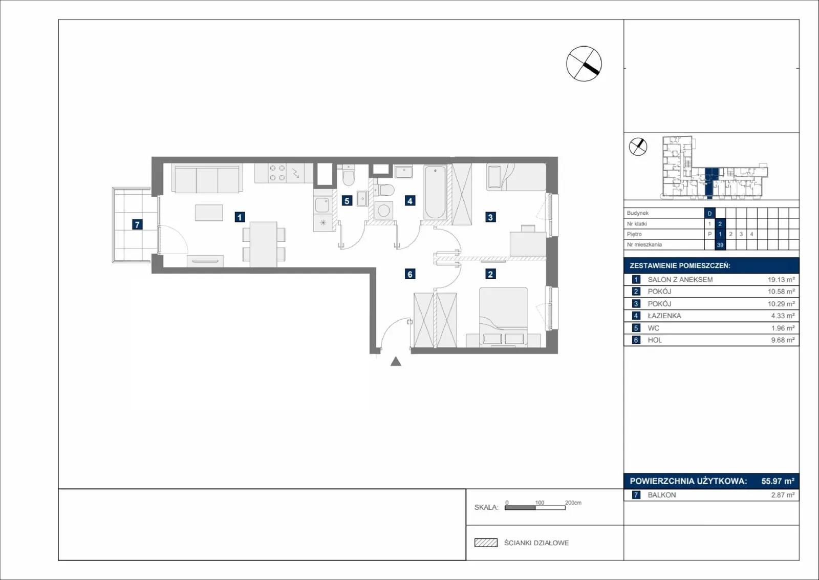 Floor plan: Apartment no. D39