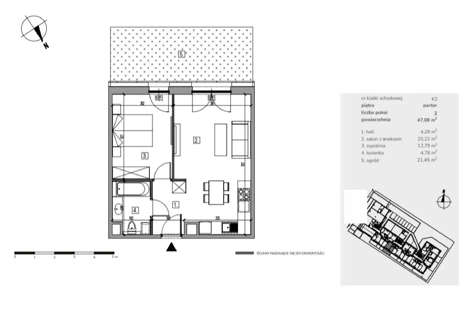 Rzut: Lokal Apartament M0/04, 2 pok.