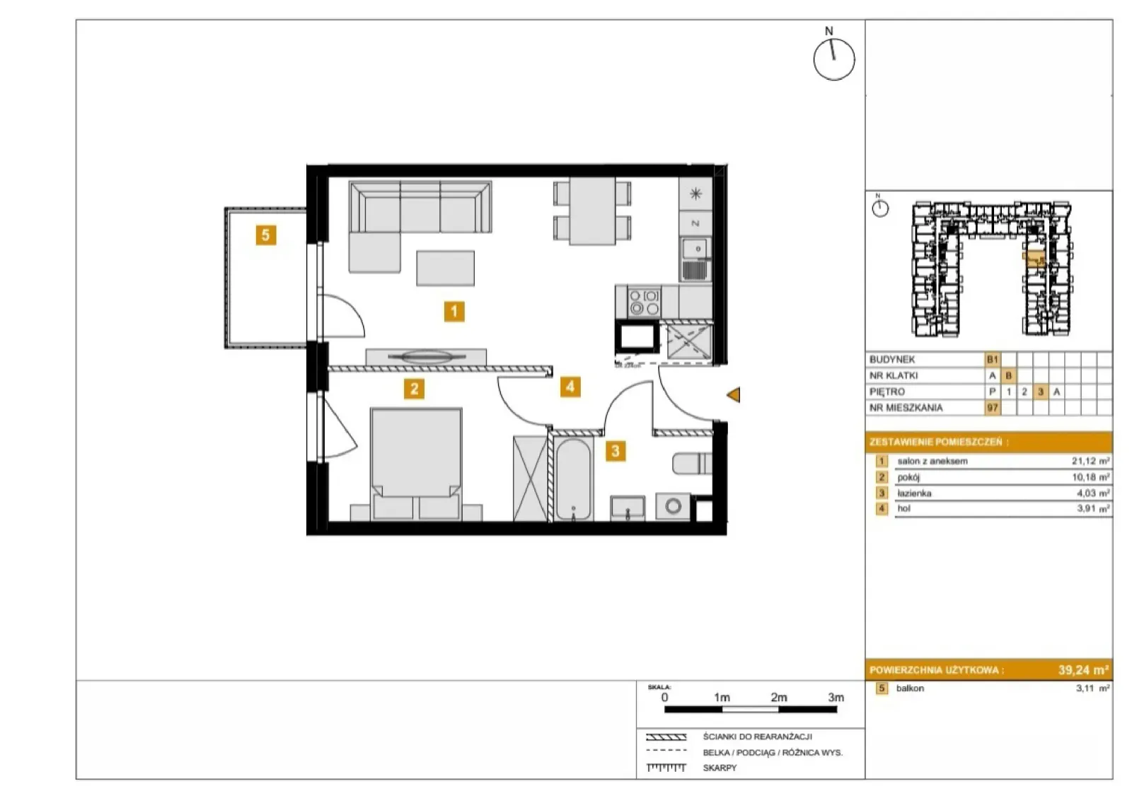 Floor plan: Apartment no. B197