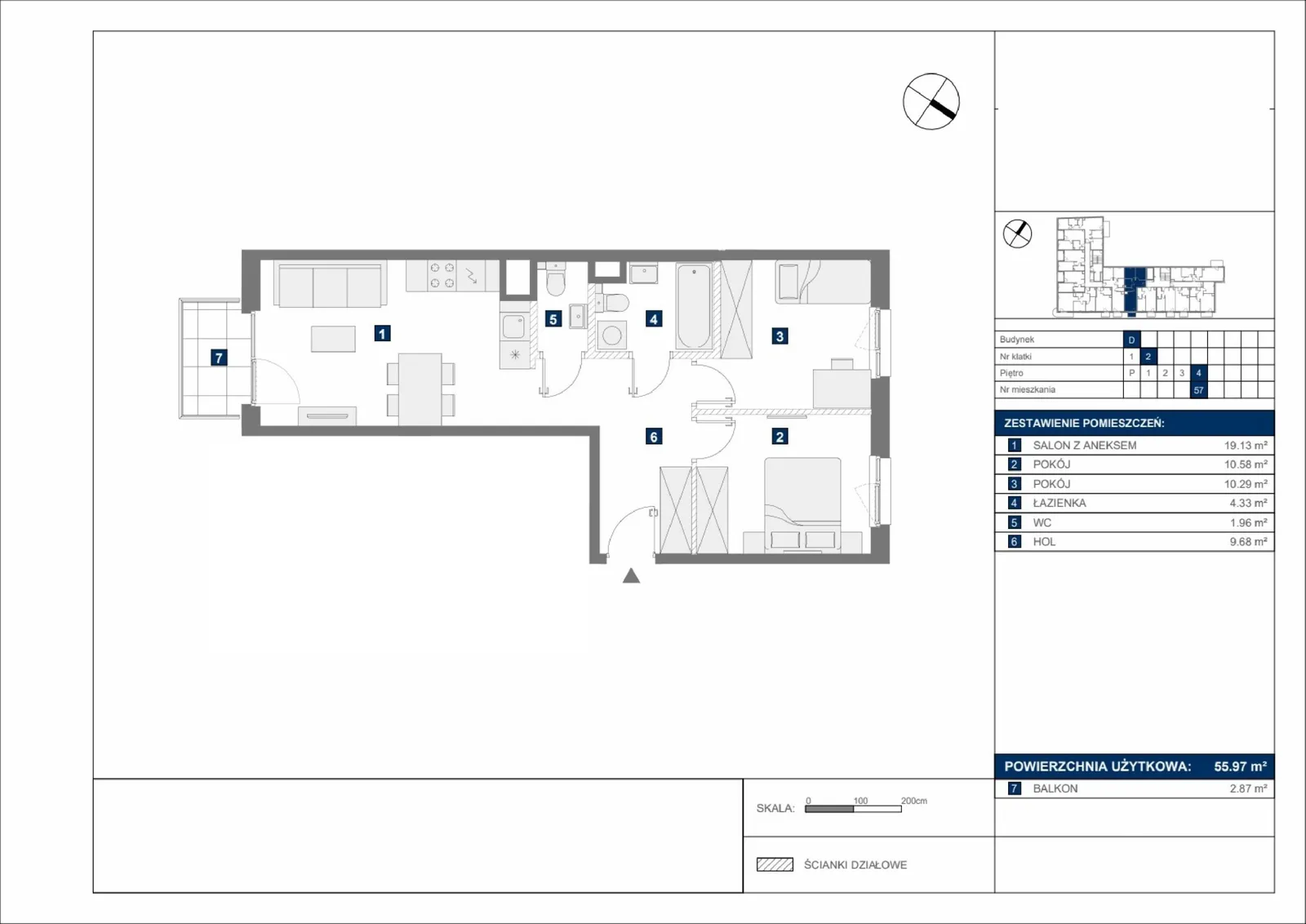 Floor plan: Apartment no. D57