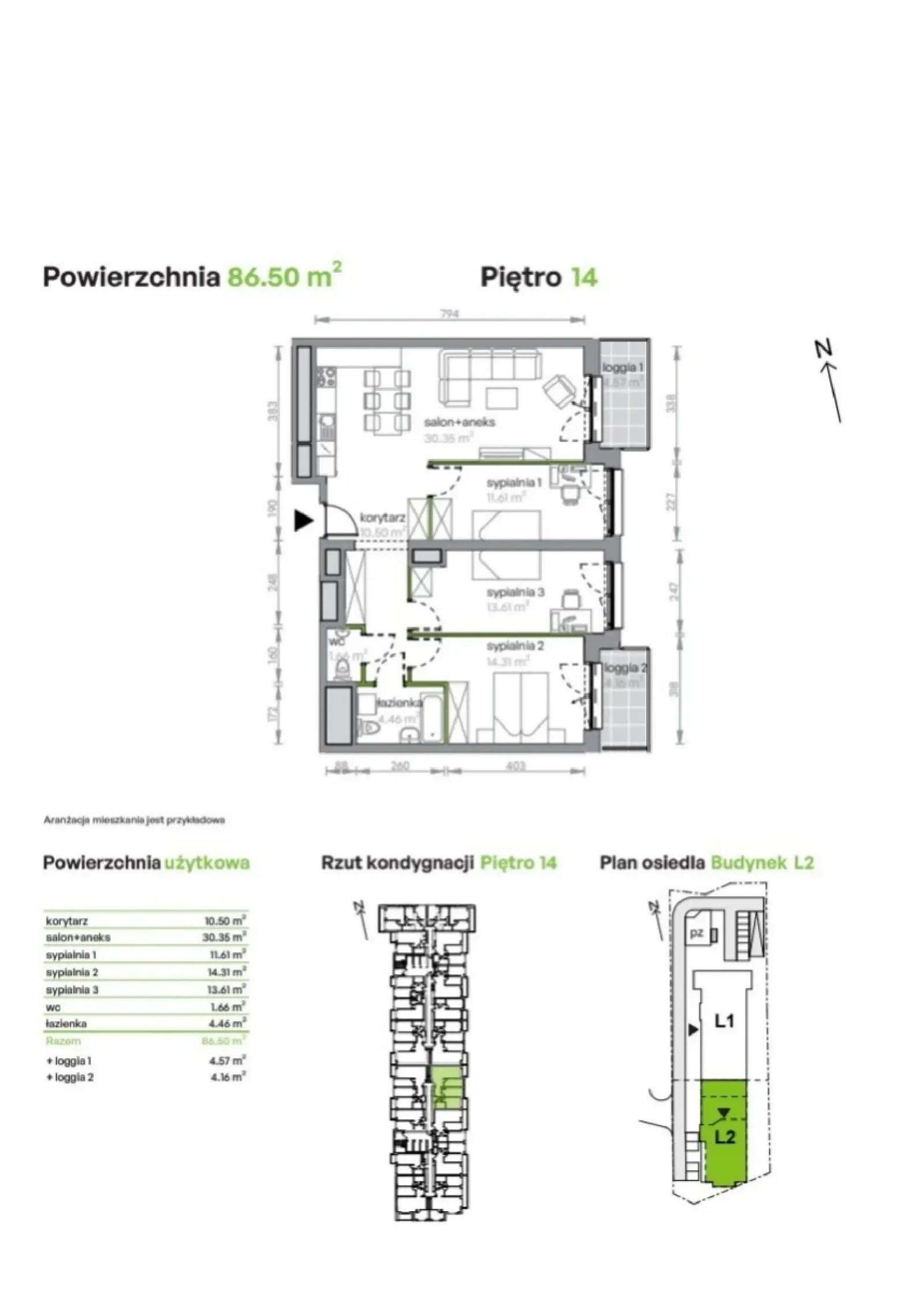 Rzut: Lokal L2/14/115, 4 pok.