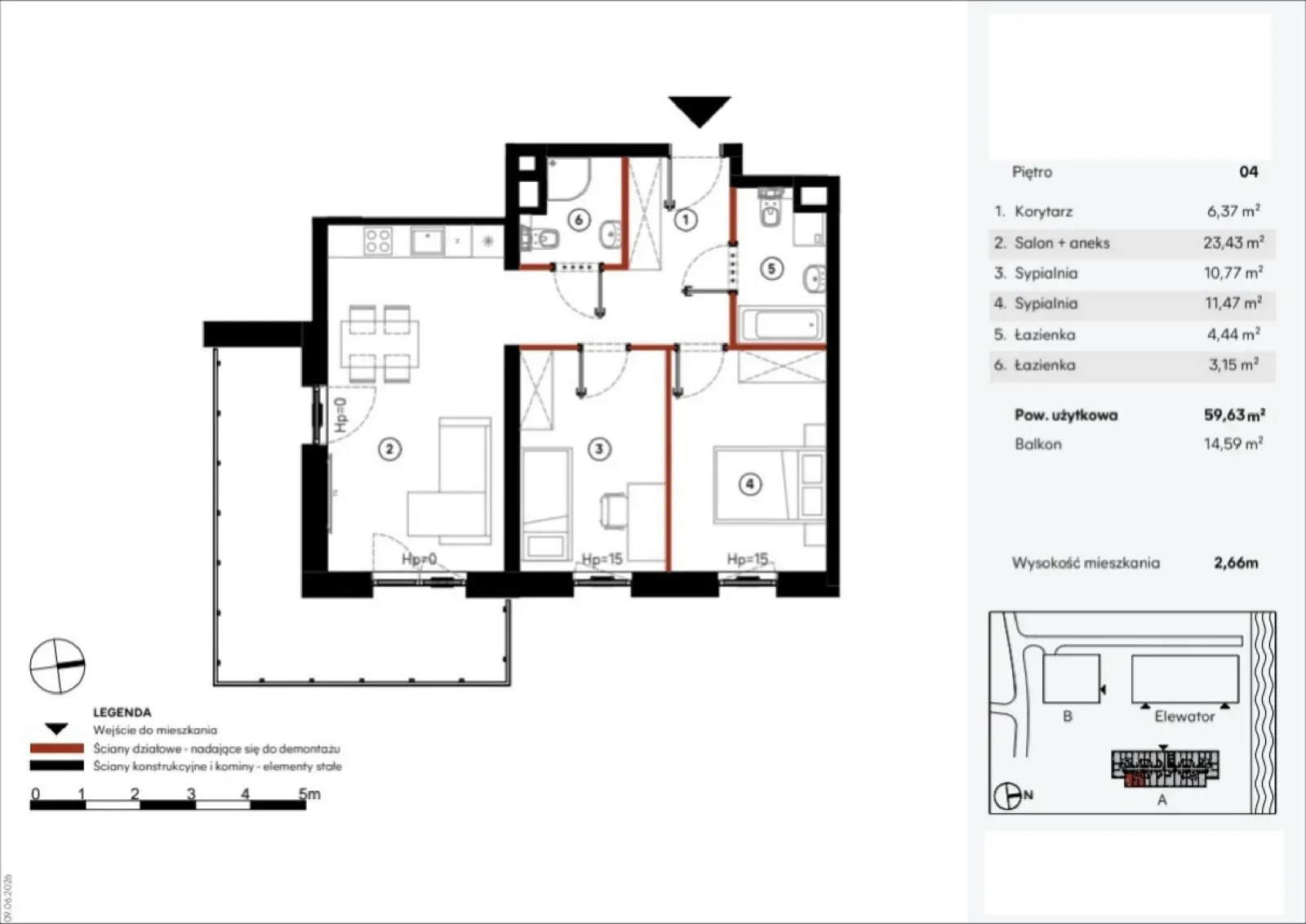 Floor plan: Apartment no. A.4.10