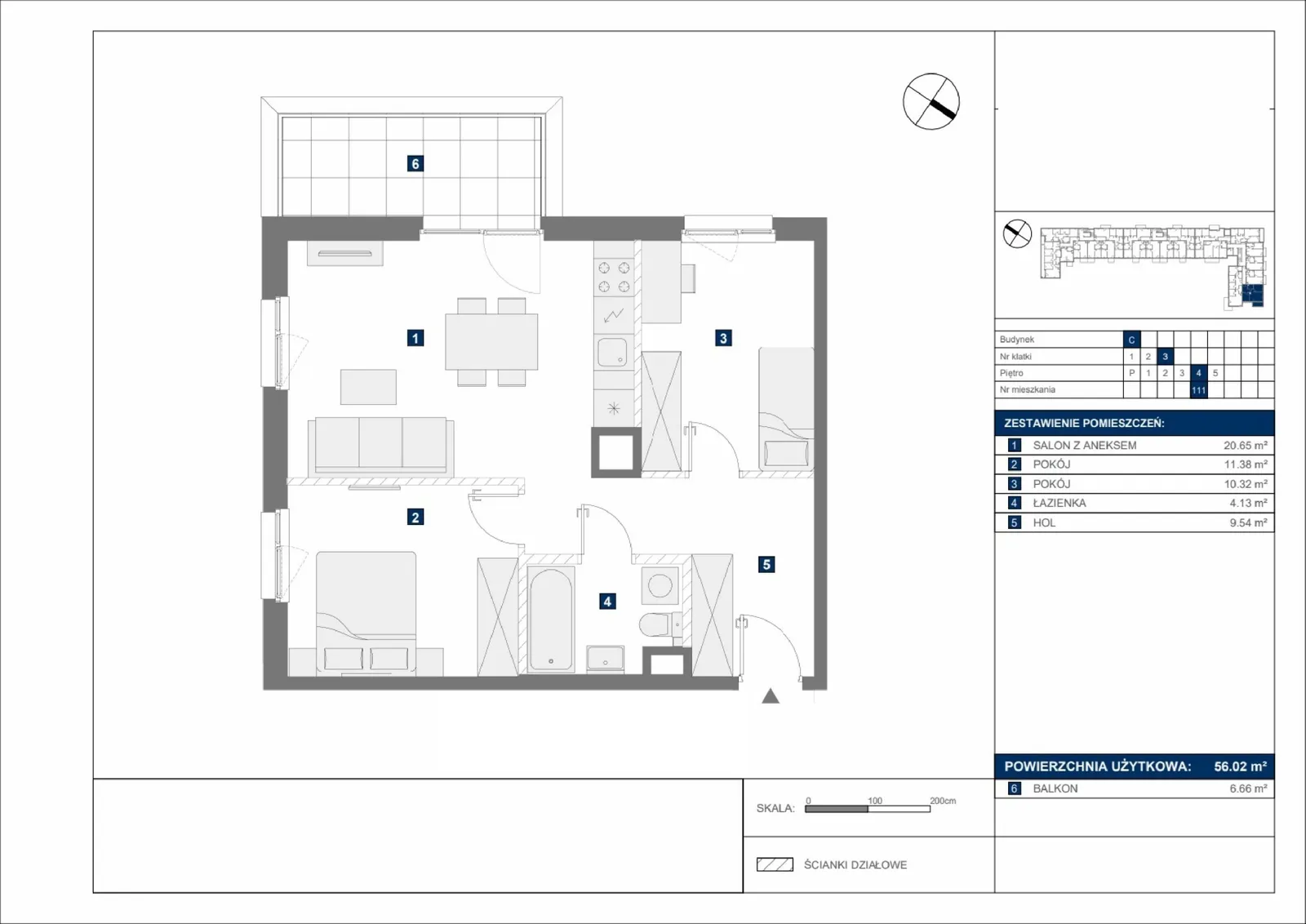 Floor plan: Apartment no. C111