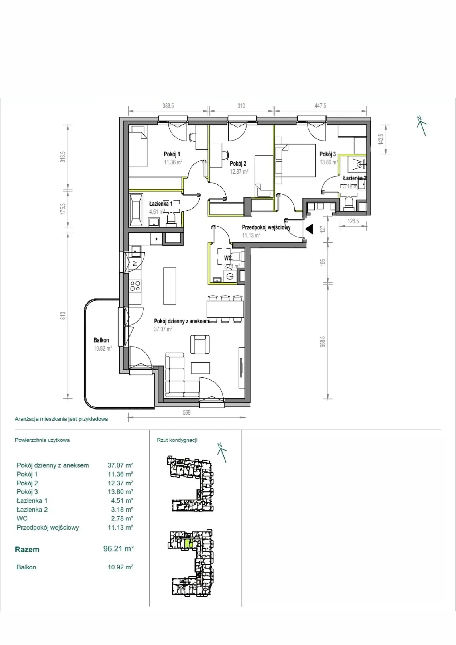 Floor plan: Apartment no. B/1/110