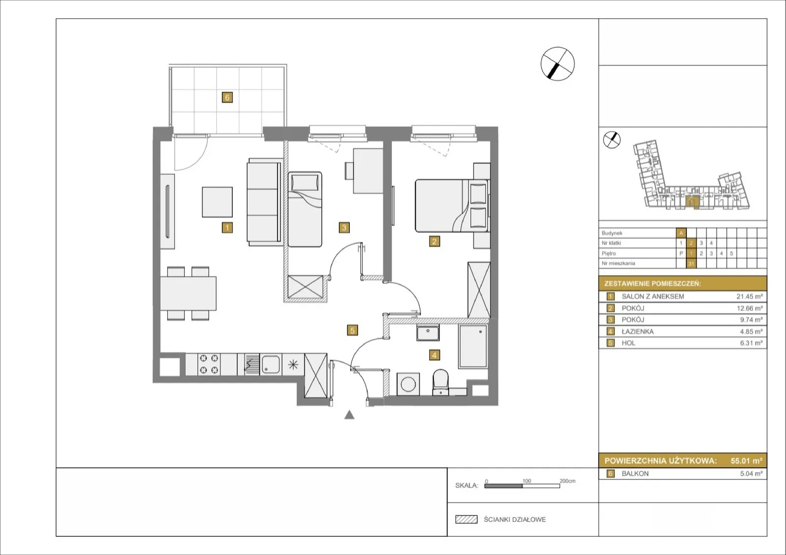 Floor plan: Apartment no. A31