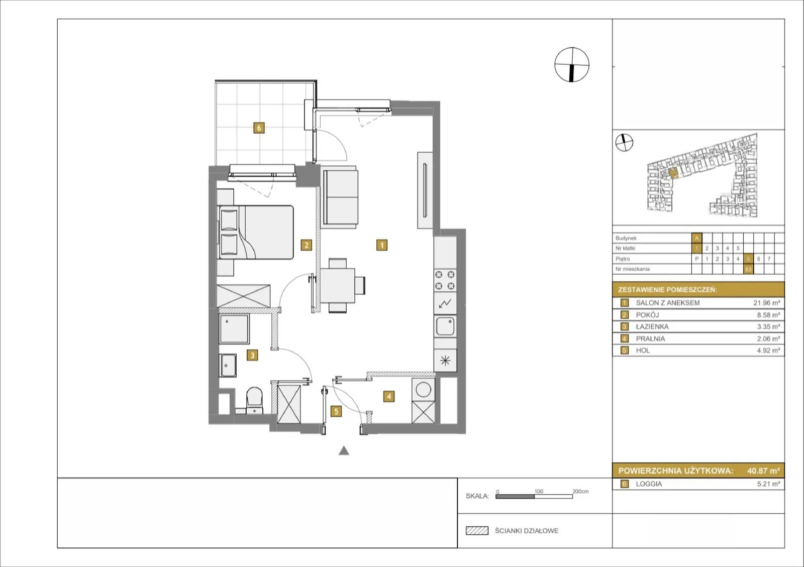 Floor plan: Apartment no. A63